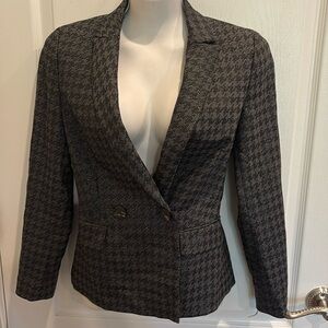 Peserico Italy Charcoal Houndstooth Double Breasted Wool Blazer Women's size 38